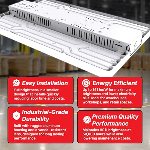 1-Pack LED High Bay Lights, Versatile 21,150 Lumens 150W Linear Fixture, 5000K Daylight, Peak 141LM/W Efficiency, 120-277V Universal, CRI>80, Commercial Grade, 7-Year Warranty - size: 150(120-277V)