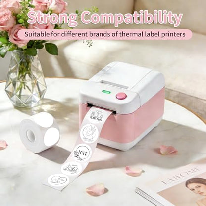 500 Labels/Roll 2" White Round Thermal Labels, Waterproof Circle Blank Thermal Sticker Compatible with Direct Thermal Label Printers for DIY Logo Designs, Thank You, Small Business - color: Standard White, size: 2 Inch