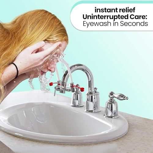 Eye Wash Kit, Faucet Mounted Emergency Eye Wash Station - 1 Pack - color: Red, size: Pack of 1