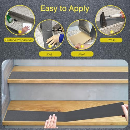 S&X Anti Slip Tape 6in x 60ft Grip Tape for Stairs, Ramps & Decks, Gray - color: Gray, size: 6" X 60'