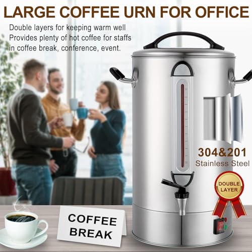 Commercial Coffee Urn 120 Cup Large Coffee Urn 20L Coffee Maker Stainless Steel Double Wall Coffee Percolator 1300W Quick Brew Hot Beverage Dispenser for Events, Parties, Catering, Gathering, Hotels - size: 20 Liters