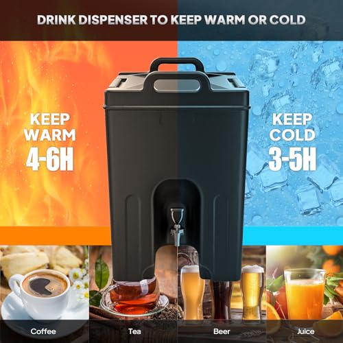ROVSUN 12Gallon Insulated Beverage Dispenser, Ice and Hot Drink Server w/Handles, Faucet & 50 Cups, Food-grade LLDPE Drink Dispenser, Hot and Cold Beverage Server for Party Catering Event Restaurant - size: 12 Gallon