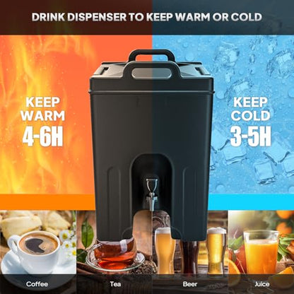 ROVSUN 12Gallon Insulated Beverage Dispenser, Ice and Hot Drink Server w/Handles, Faucet & 50 Cups, Food-grade LLDPE Drink Dispenser, Hot and Cold Beverage Server for Party Catering Event Restaurant - size: 12 Gallon
