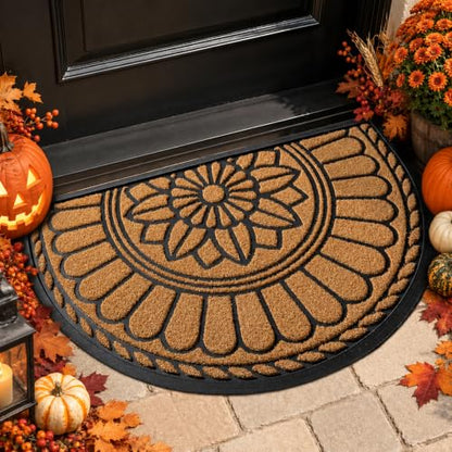 Mibao Half Round Door Mat, 47"x32", Yellow, Semicircular Entrance - color: Yellow, size: 2'8" x 3'11" (Semicircular)