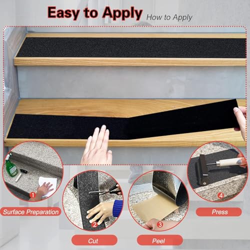 S&X Anti Slip Tape 24in x 40ft Grip Tape for Stairs & Floors, Black - size: 24 inches x 40 feet