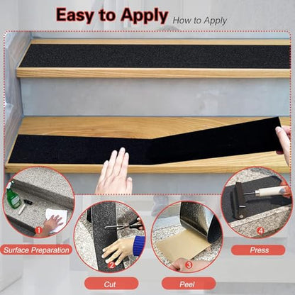 S&X Anti Slip Tape 24in x 40ft Grip Tape for Stairs & Floors, Black - size: 24 inches x 40 feet