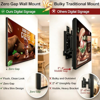 49Inch 4K Wall Mount Digital Signage, 1000nits High Brightness Slim Frameless Advertising Display, Commerical Display LCD Monitor with CMS/U-Disk Plug&Play, Split Screen, 7/24 Timer Switch - size: 49" 4K 1000nits