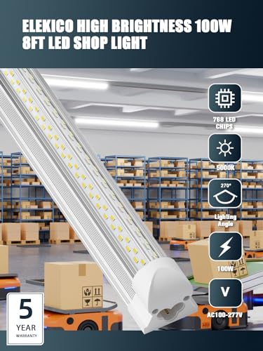 Industrial Grade Ultra-Bright 100W 8FT Led Shop Lights 15000LM 6Pack