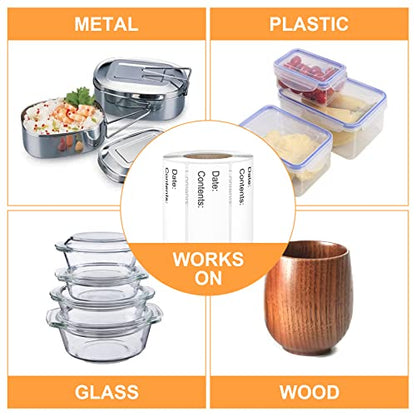 500pcs Food Labels,1 x 3 Inch Freezer Labels Removable for Food Containers, Mason Jar, Water/Oil/Tear Resistant,No Residue Food Storage Labels Perfect for Kitchen - color: Freezerbk