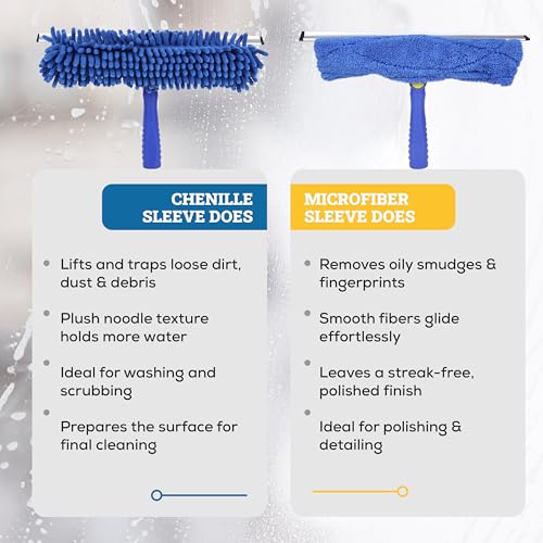 KLEEN HANDLER 2-in-1 Window Squeegee with 60” Extendable Pole