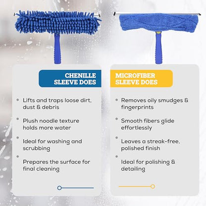 KLEEN HANDLER 2-in-1 Window Squeegee with 60” Extendable Pole