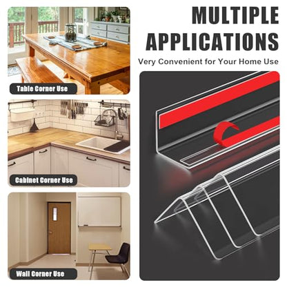 4 PCS Self-Adhesive Plastic Wall Corner Protectors for Wall,Door,Tables