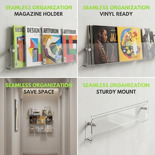 37.4" Magazine Holder,Acrylic Magazine Rack Wall Mounted,Clear Brochure Holder (2PACK)… - color: Transparent