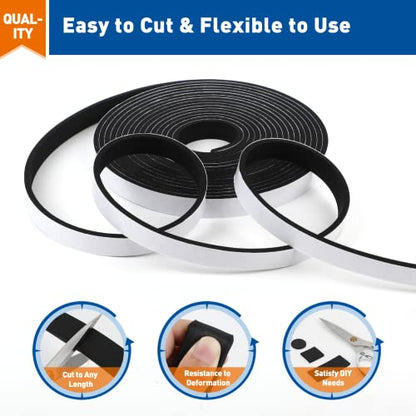 MAGZO Weather Stripping Door Seal, 1/2 Inch Wide X 1/8 Inch Thick Adhesive Foam Tape Soundproof Weatherstripping for Windows, 3 Rolls Total 50FT Black (Pack of 2) - size: 1/2in * 1/8in * 50FT (Pack of 2)