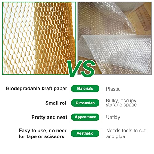 Honeycomb Packing Paper for Dishes Large Wide 20 Inches X164 Feet Gift Tissue Paper, Bubble Cushioning Wrap Roll Sustainable Packing Materials for Moving, Shipping Paper Wrap for Fragile Items - size: 20" x 164ft