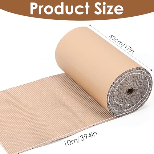 17 x 394 Inch Corrugated Cardboard Roll, Corrugated Paper Single Face - size: 17 x 394 Inch