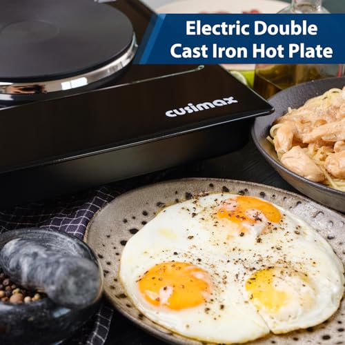 CUSIMAX Hot Plate, 1800W Electric Burner Double Hot Plate for Cooking,Black - color: Black, size: Double