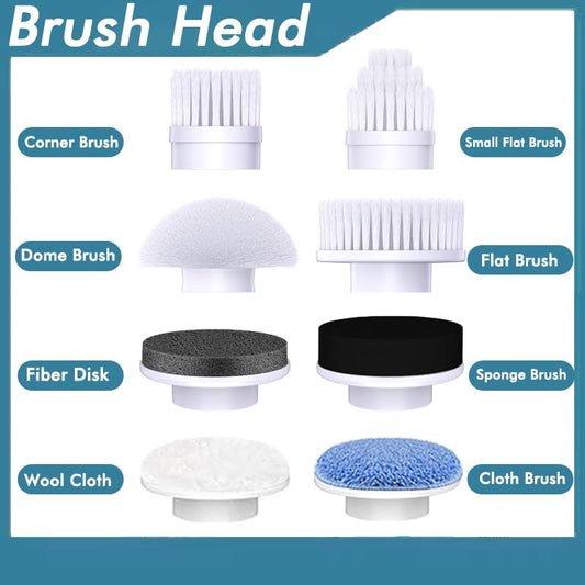 Dreazu - Replaceable Brush Heads - Scrubber Brush for Bathroom, Kitchen, Tile Grout, Bathtub, Shower, Sink, Toilet & Car Cleaning - color: Black & White