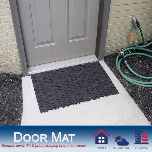 Durable Corporation Durite Outdoor Entrance Mat, Recycled Rubber Tire-Link Doormat, Heavy Duty Straight Weave Drainage Mat, Black, 17" x 25" - size: 25"L x 17"W x 0.6"Th