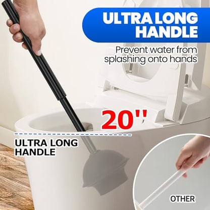 4in1 Toilet Plunger and Brush Set - Home Bathroom Cleaning Tools - color: Black