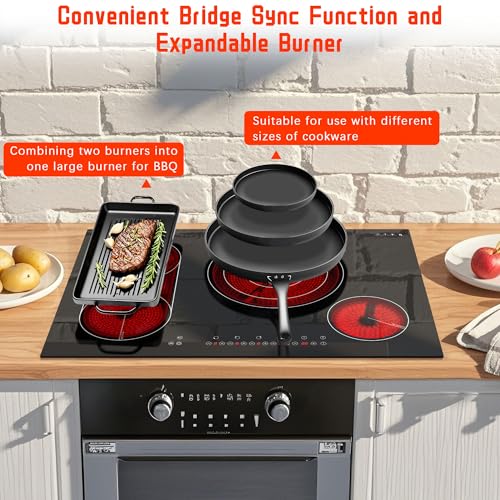 Karinear Electric Cooktop 30 Inch, 4 Burners Electric Stove Top, Drop-in - color: 30 inch 4 burner