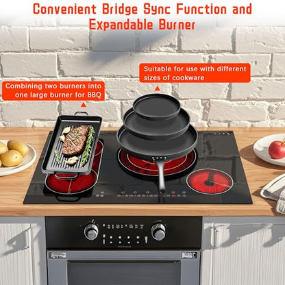 Karinear Electric Cooktop 30 Inch, 4 Burners Electric Stove Top, Drop-in - color: 30 inch 4 burner