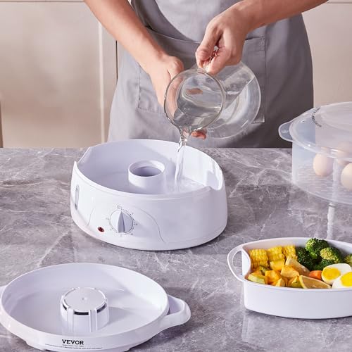 VEVOR Electric Food Steamer, 7.4Qt Electric Vegetable Steamer with 2-Tier Stackable Trays, Food-Grade Food Steamer for Cooking with 60 Min Timer, Auto Shut-Off & Boil Dry Protection (800W) - size: 2-Tier