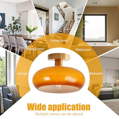 Orange Glass Close to Ceiling Light Fixtures Gold Flush Mount Light - color: Flush-Orange2