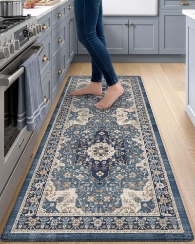 DEXI Kitchen Floor Mats Cushioned Anti Fatigue Runner Rug 23x59 Blue - color: Blue, size: 59"L x 24"W x 0.4"Th