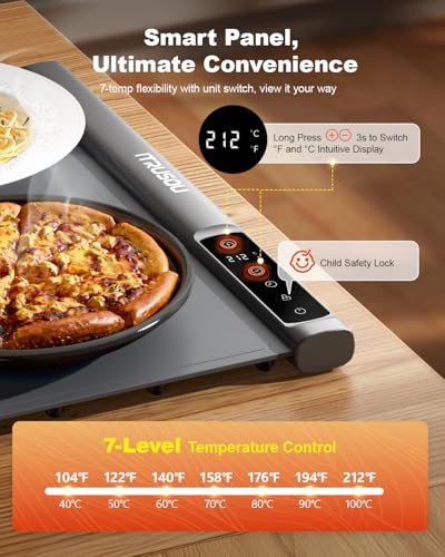 iTRUSOU Expandable Food Warming Mat – 54"x16" Custom Sizes Warming Mat - color: Dark gray - ABC, size: 54"x16" - ABC