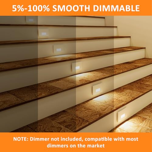 12 Pack 3CCT 120V Motion Sensor LED Step Lights, 5%-100% Dimmable