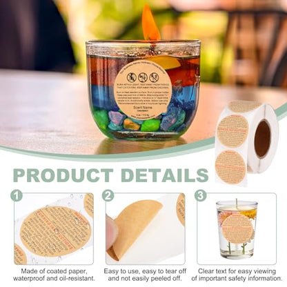 MECCANIXITY Candle Warning Labels 1.5" Yellow Jar Warning Stickers 500Pcs - color: Yellow With J Style