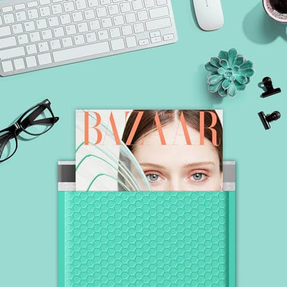 Fuxury 250Pack Teal Bubble Mailers 8.5x12" Medium Opaque Padded Envelopes - color: Teal, size: 8.5x12" 250PC