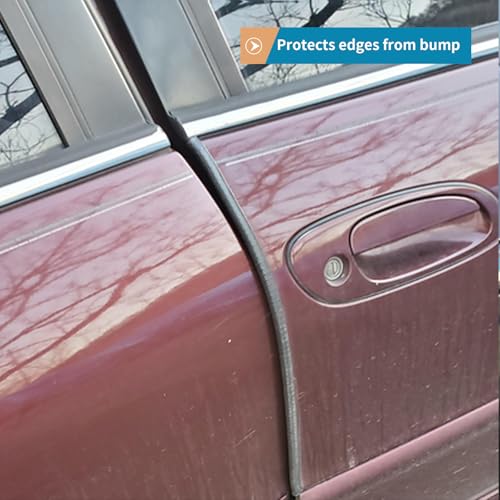 Rubber Edge Trim Guard 32.8ft/10m, Adhesive Free Door Edge Protector, U Shape Edge Seal Strip with Embedded Metal Clips Fits 3/64" to 1/8" Thick Edges (Black) - size: 393.6" L x 0.25" W