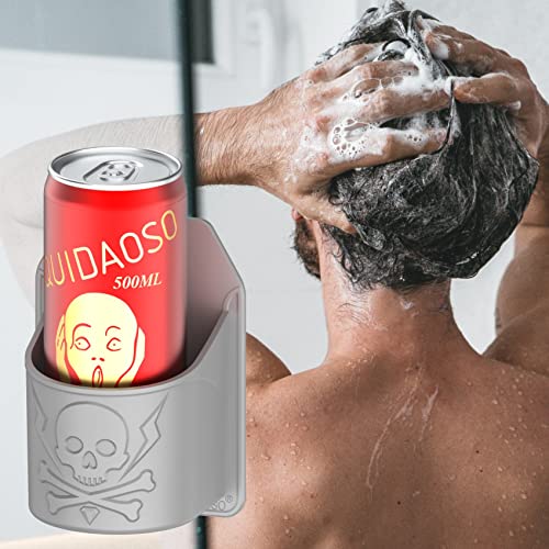 Beer/Can/Drink/Wine Bottle Holder for Shower, Wall Mounted Cup/Toothbrush Holder, Beer Accessories, Funny Birthday Gifts(01Grey)