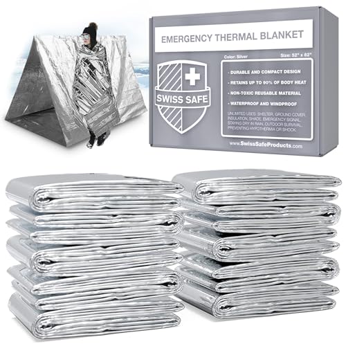 Swiss Safe Emergency Blanket for Camping, Car, First Aid, Survival, 75 pack - color: Silver, size: 75 pack