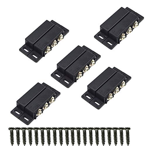 5Sets Magnetic Reed Switch, Magnetic Door Switch/Magnetic Contact Switch/Normally Open Closed NC NO Door Alarm Window Security, for DC 5V 12V 24V Light (Black-B31) - color: Black-B31