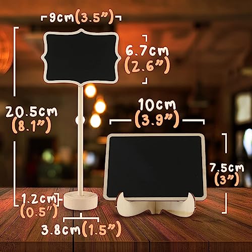 Mini Chalkboard Signs, 30 Pack Framed Small Chalk Board Food Labels with Easel Stand for Party Buffet or Wedding Celebration, Wooden Blackboard as Place Cards for Table Setting or Numbers (30)