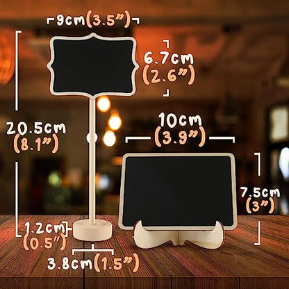 Mini Chalkboard Signs, 30 Pack Framed Small Chalk Board Food Labels with Easel Stand for Party Buffet or Wedding Celebration, Wooden Blackboard as Place Cards for Table Setting or Numbers (30)