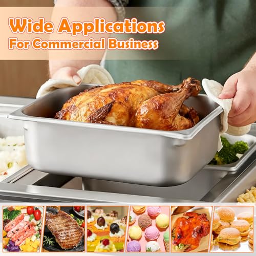 QTLCOHD 4 Pack 1/2 Half Size Hotel Pan with Lids - size: 4 inch+Lids