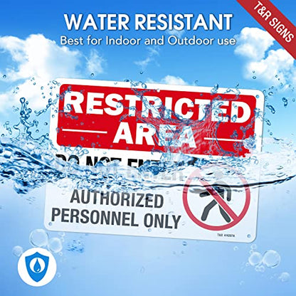 T&R Large Restricted Area Do Not Enter Authorized Personnel Only Sign,1 Pack,14x10 Inches Rust Free .040 Aluminum,UV Protected, Waterproof, Weatherproof and Fade Resistant,6 Pre-drilled Holes - color: Red - 14" x 10" - 1 Pack