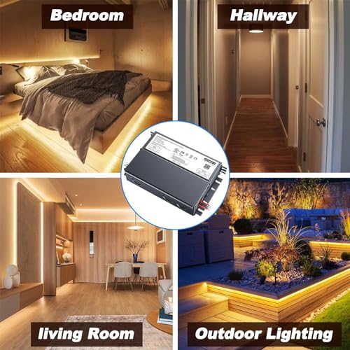 192W 24V Dimmable LED Driver, Triac/ELV/MLV AC to DC Power Supply for LED Light, Halogen Bulb, LED Transformer Compatible with Lutron & Dimmer, for Indoor/Outdoor Use - size: 192W 24V Built in Junction Box