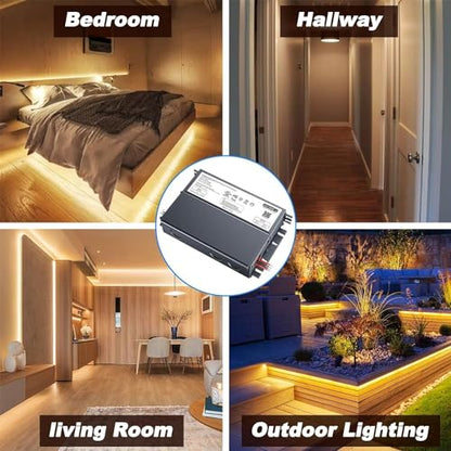 192W 24V Dimmable LED Driver, Triac/ELV/MLV AC to DC Power Supply for LED Light, Halogen Bulb, LED Transformer Compatible with Lutron & Dimmer, for Indoor/Outdoor Use - size: 192W 24V Built in Junction Box