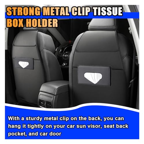 2PCS Leather Sun Visor Tissue Holder, Napkin Dispenser, Mask Holder with Refill - Universal Car Accessory (Black)