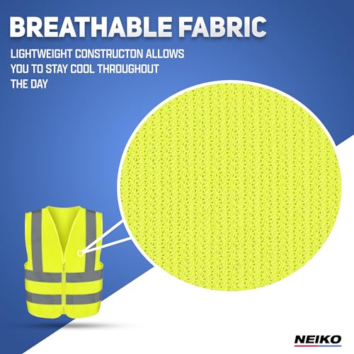 Neiko High Visibility Safety Vest ANSI Class 2, 2 Pockets - size: X-Large
