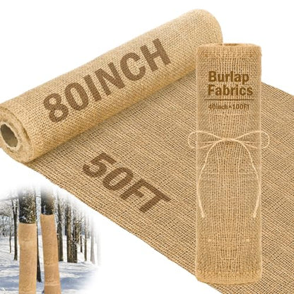 Buryeah 1 Pack 80 Inch X 50 ft Burlap Fabrics Roll Natural Jute Garden - size: 80 Inch x 50 ft