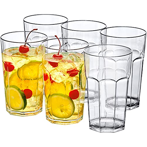 Amazing Abby - Affinity - 20-Ounce Plastic Tumblers (Set of 6), Clear Reusable Plastic Cups, Stackable, BPA-Free, Shatter-Proof, Dishwasher-Safe - style: All-Clear, 20 oz