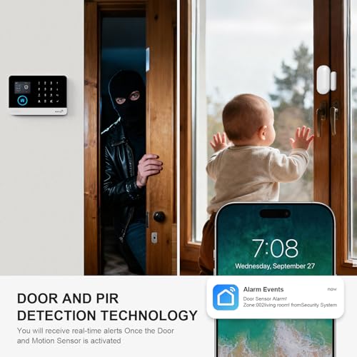 PGST A105F Alarm System for Home Security with Door Sensors,App Alerts