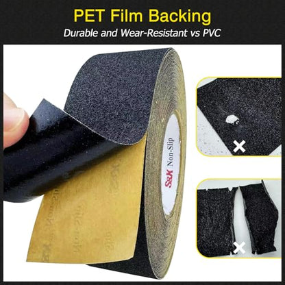 S&X Anti Slip Tape 2in x 60ft Grip Tape for Stairs, Ramps & Decks, Black - color: Black, size: 2" X 60'