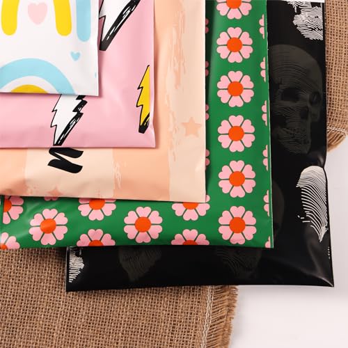 10x13 Inch Poly Mailers, Pink Lightning, 100 Pack Self Sealing - color: Flash Pink